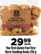 You First Gluten Free Very Berry Dunking Rusks 250g-Each