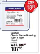 Cuticell Classic Gauze Dressing 10cm x 10cm 10 Pack