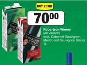 Robertson Winery (All variants Except Cabernet Sauvignon, Merlot And Sauvignon Blanc)-2 x 1Ltr