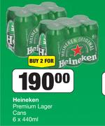 Heineken Premium Lager Cans 6 x 440ml-For 2