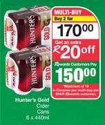 Hunter's Gold Cider Cans 6 x 440ml-For 2