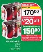 Hunter's Gold Cider Cans-For 2 x 6 x 440ml