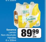 Savanna Lemon Non Alcoholic Handies-6 x 330ml Per Pack