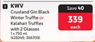 KWV Cruxland Gin Black Winter Truffle Or Kalahari Truffles With 2 Glasses-750ml Each