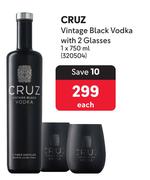 Cruz Vintage Black Vodka With 2 Glasses-750ml Each