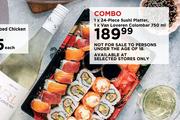 1 x 24-Piece Sushi Platter, 1 x Van Loveren Colombar 750ml Combo