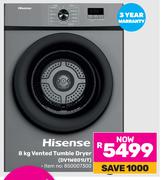 Hisense 8Kg Vented Tumble Dryer DV1W801UT
