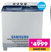 Samsung 14Kg Twin Tub With Wash Tray WT14J4200MB