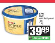 Spar Daily 40% Fat Spread Tub-1Kg Each