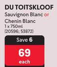 Du Toitskloof Sauvignon Blanc Or Chenin Blanc-750ml Each