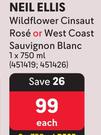 Neil Ellis Wild Flower Cinsaut Rose Or West Coast Sauvignon Blanc-750ml Each