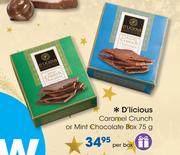 D'licious Caramel Crunch or Mint Chocolate Box-75gm Per Box
