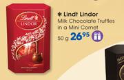 Lindt Lindor Milk Chocolate Truffles in a Mini Cornet-50gm