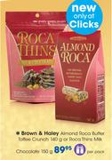 Brown & Haley Almond Roca Butter Toffee Crunch-140gm or Roca Thins Milk Chocolate-150gm Per Pack