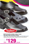 Toughees Boys School Shoes, Girls T-Bar Or Girls Bar School Shoes-Per Pair
