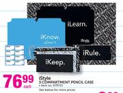 iStyle 3 Compartment Pencil Case-Each