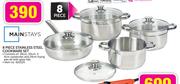 Mainstays 8 Piece Stainless Steel Cookware Set-Per Set