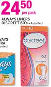 Always Liners Discreet-60's pack