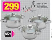 Tissolli 6 Piece Stainless Steel Pot Set With Glass Lids