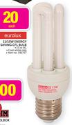Eurolux 11/15W Energy Saving CFL Bulb Each