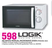 Logik 20Ltr White Manual Microwave Oven P70H20L SEA