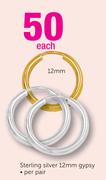 Sterling Silver 12mm Gypsy-Per Pair