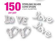 Sterling Silver Love Studs-Per Pair