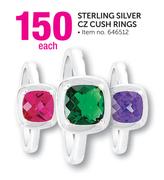 Sterling Silver CZ Cush Rings Each