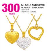 9ct Gold and Silver Pendant on Chain Each