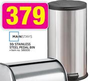 Mainstays 30L Stainless Steel Pedal Bin