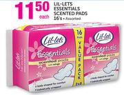 Lil-Lets Essentials Scented Pads Assorted-16's Each