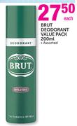 Brut Deodorant Value Pack Assorted-200ml