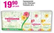 Twinsaver 3 Ply Pocket Tissues-10's Per Pack