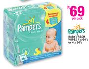 Pampers Baby Fresh Wipes 4 x 64's Or 4 x 56's-Per Pack