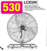 Logik 45cm High Velocity Oscillating Floor Fan