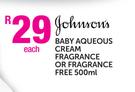 Johnson's Baby Aqueous Cream Fragrance Or Fragrance Free-500ml Each