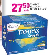 Tampax Regular Or Super-16's Each