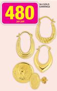 JSCA 9ct Gold Earrings-Per Pair