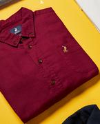 Polo Long Sleeve Burgundy Oxford Button Up Shirt 