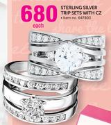 Sterling Silver Trip Sets With CZ-Each