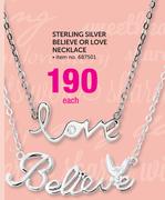 Sterling Silver Believe Or Love Necklace-Each