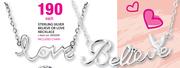 Sterling Silver Believe Or Love Necklace-Each