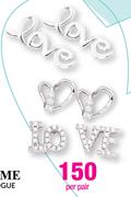 Sterling Silver Love Earrings-Per Pair