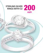 Sterling Silver Rings With CZ-Each