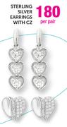 Sterling Silver Earrings With CZ-Per Pair