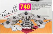 Tissolli 12 Piece Tango Stainless Steel Cookware Set And 4 Piece Stainless Steel Stove Plate Covers-