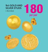 9ct Gold and Silver Studs-Per Pair