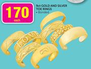 9ct Gold and Silver Toe Rings Each