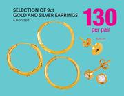 Selection of 9ct 6mm Gold and Silver Earrings-Per Pair