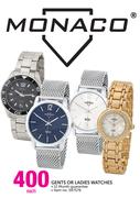 Monaco Gents or Ladies Watches Each